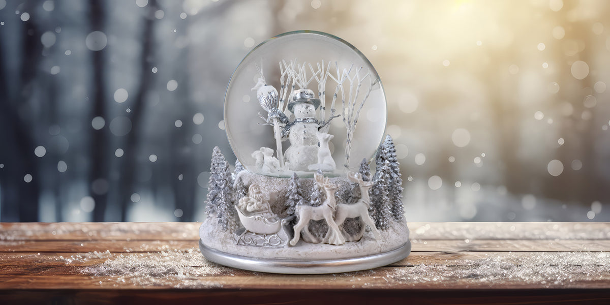 White Christmas Snowman Holiday Snow Globe