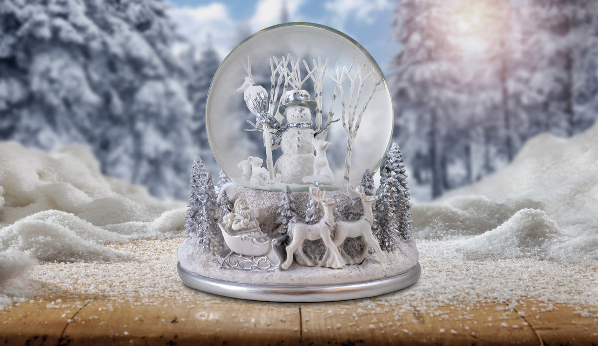White Christmas Snowman Holiday Snow Globe
