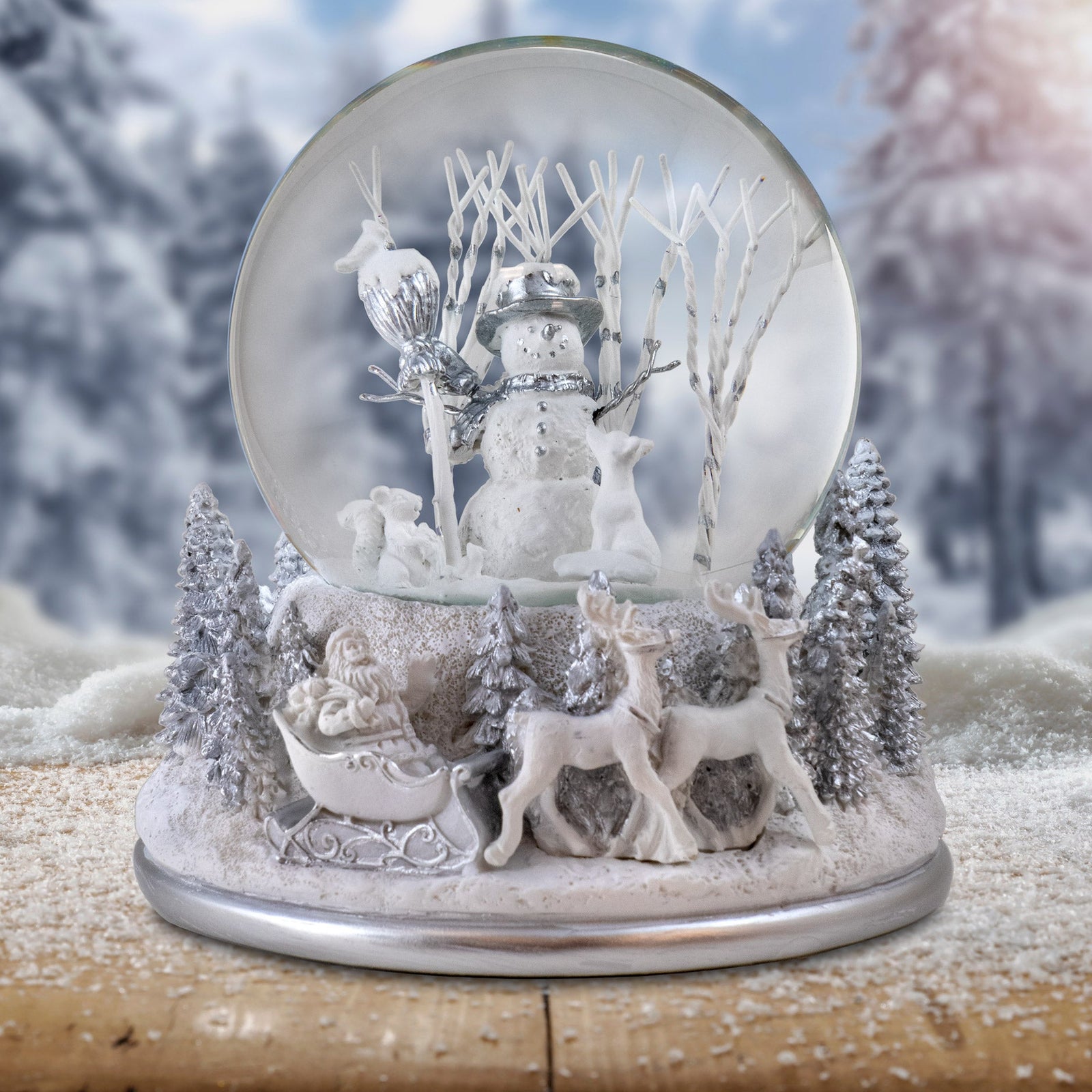 White Christmas Snowman Holiday Snow Globe