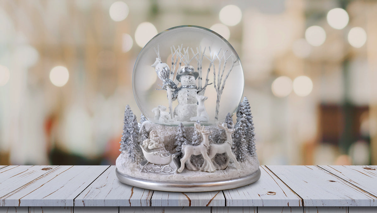 White Christmas Snowman Holiday Snow Globe