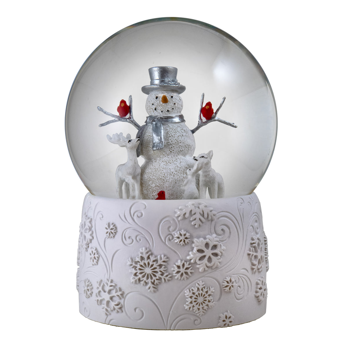 Snowman with Cardinals and Friends Snow Globe