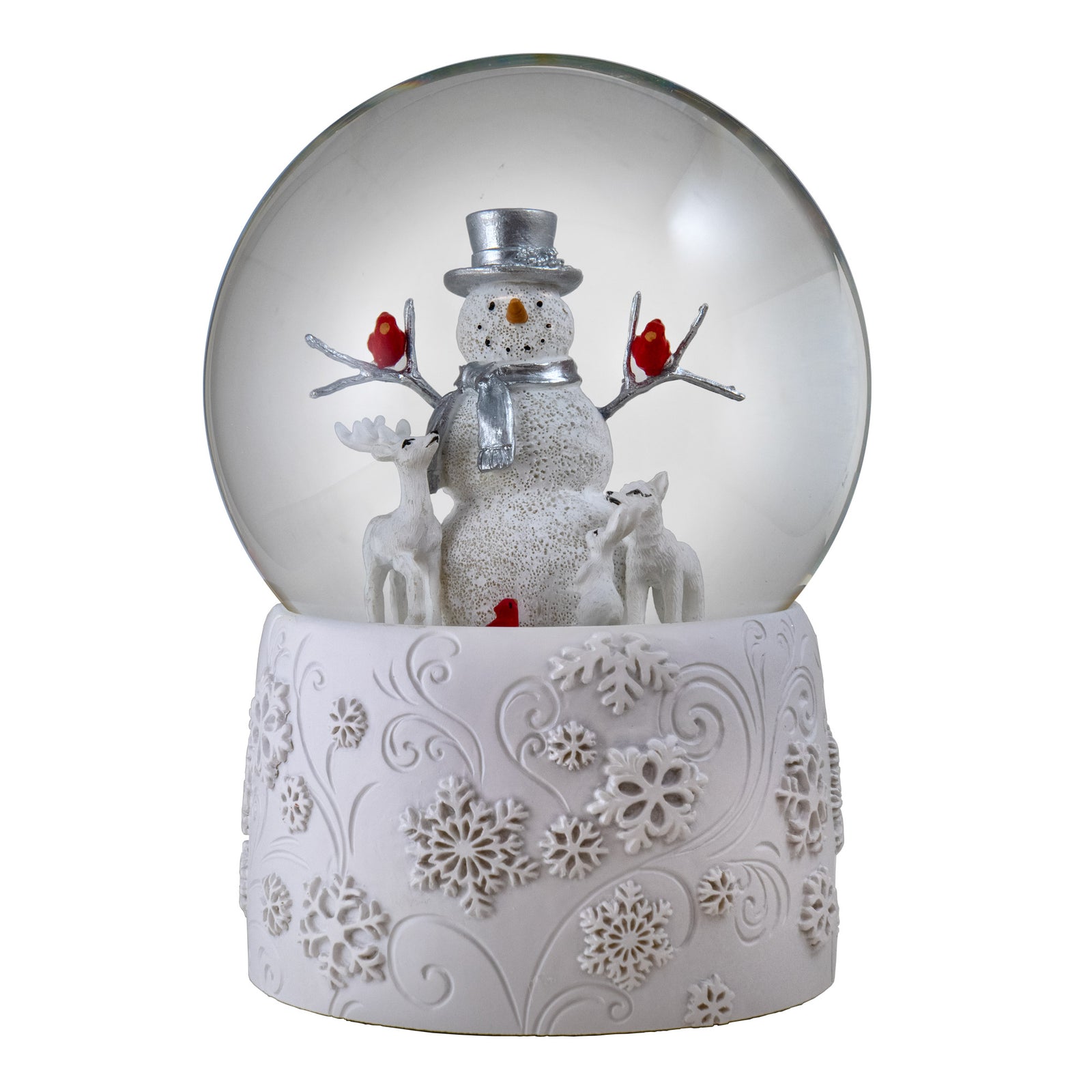 Snowman with Cardinals and Friends Snow Globe