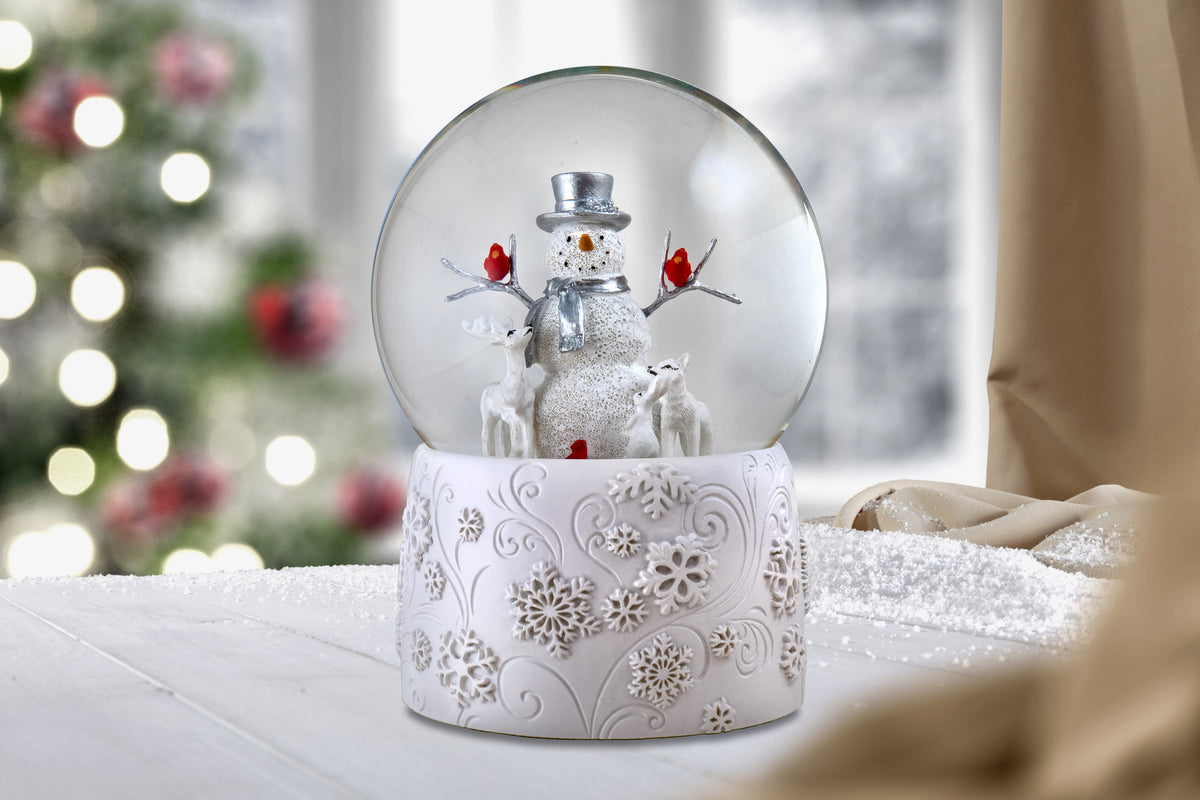 Snowman with Cardinals and Friends Snow Globe