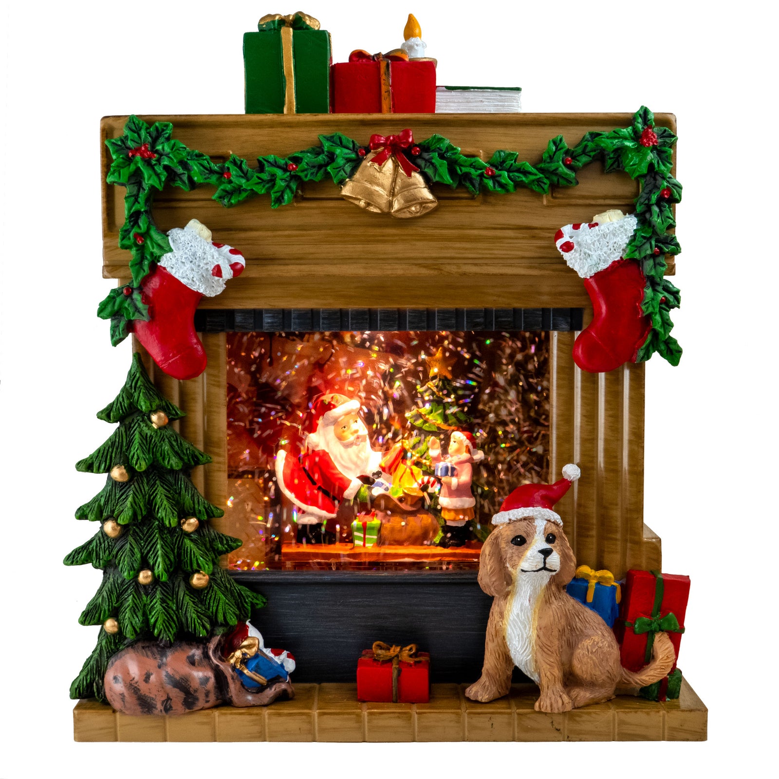 Musical Lighted Santa Fireplace Christmas Scene