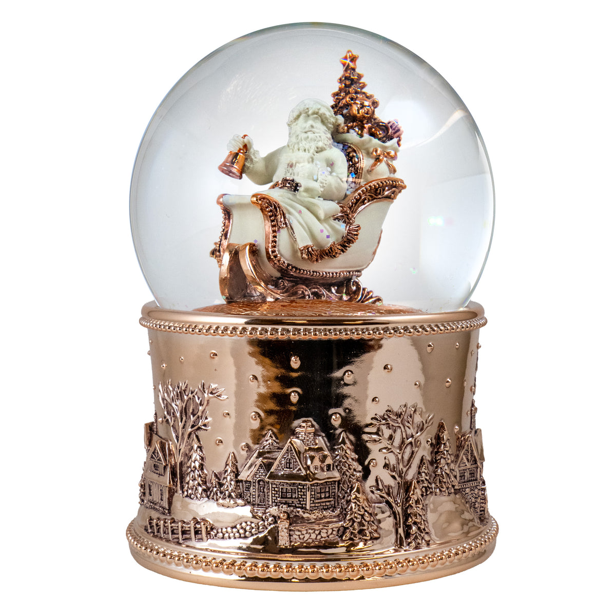 Santa in Sled Revolving Musical Snow Globe with Blower