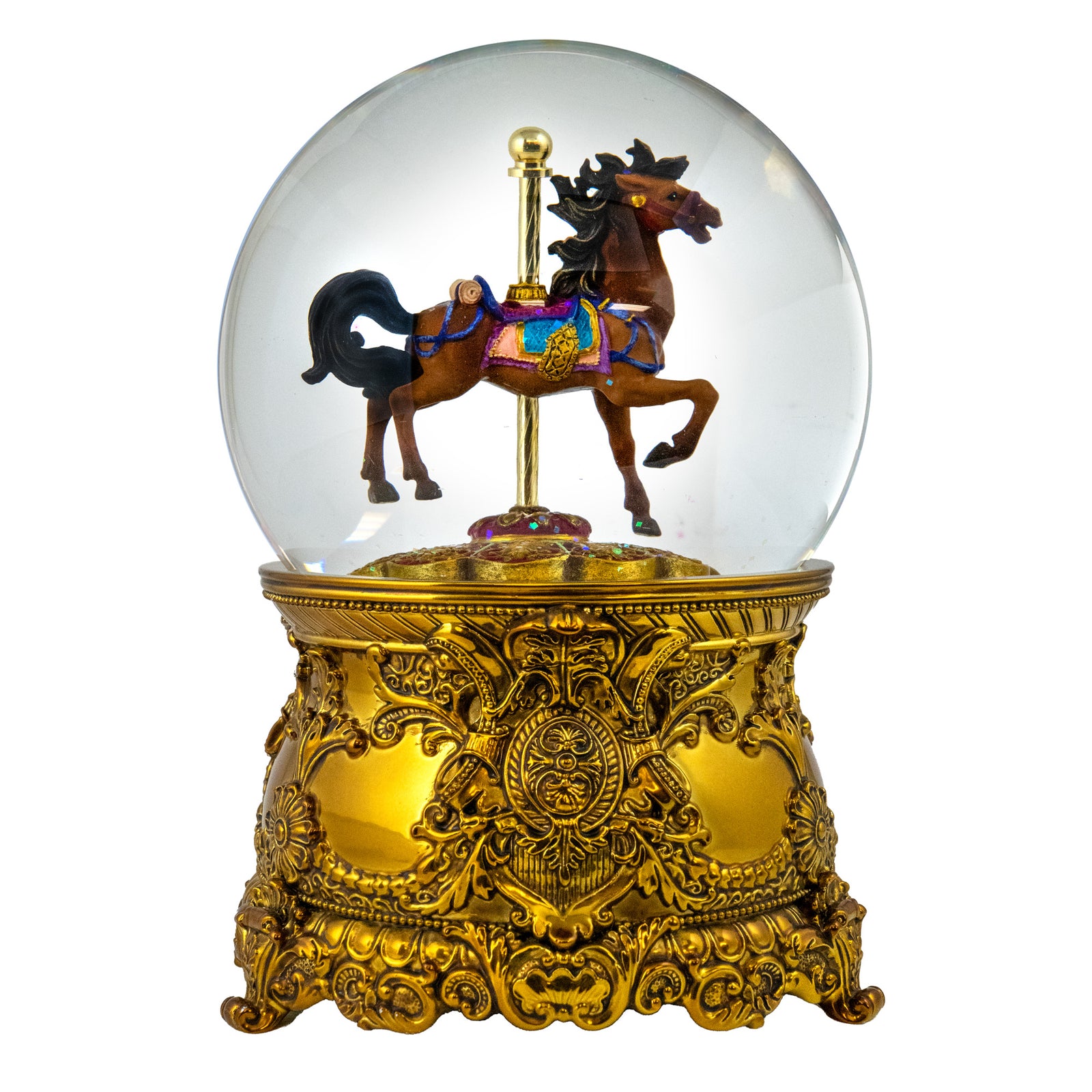 120MM Carousel Horse Revolving Musical Snow Globe