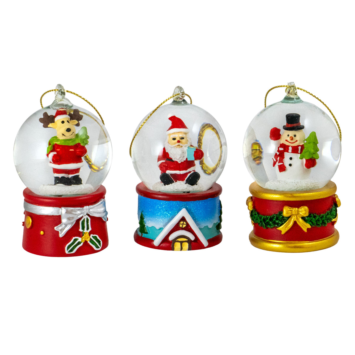 Set of 3 Christmas 45mm Musical Snowglobe Ornaments