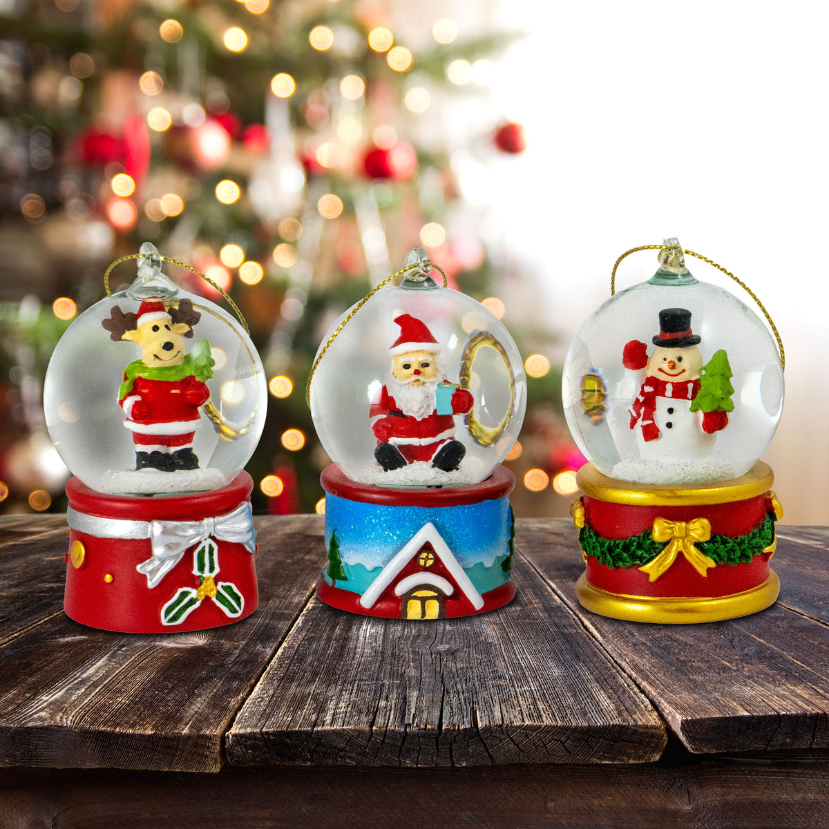 Set of 3 Christmas 45mm Musical Snowglobe Ornaments