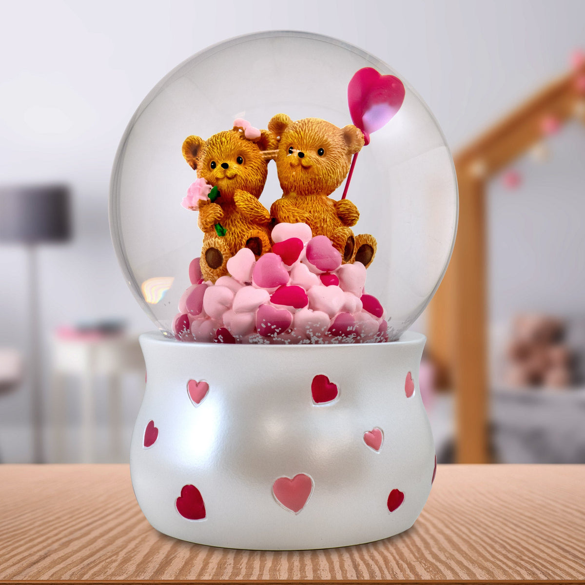120MM Hearted Bears Musical Water Globe