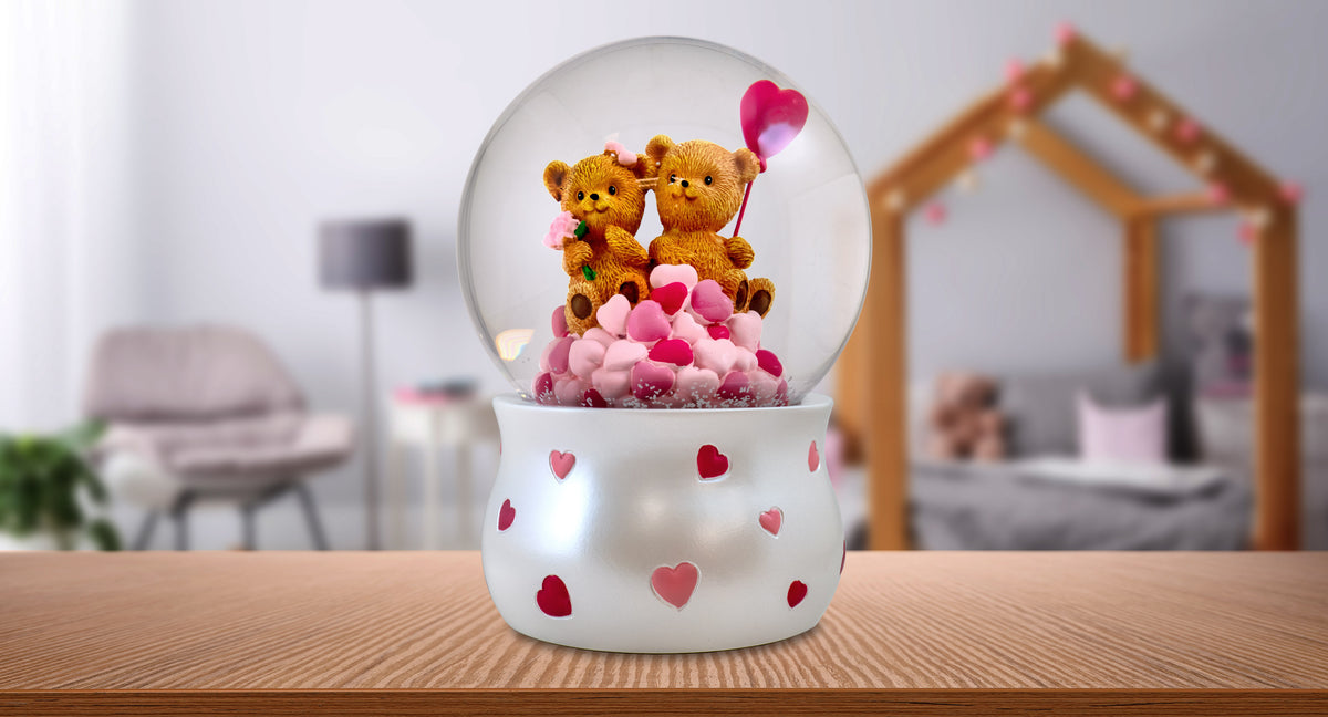 120MM Hearted Bears Musical Water Globe