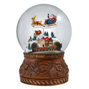 Flying Santa Sleigh Musical Snow Globe