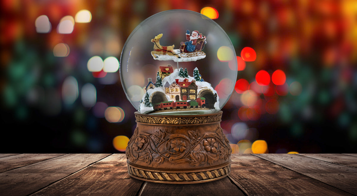 Flying Santa Sleigh Musical Snow Globe