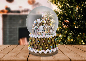 Gingerbread Castle Musical Snow Globe