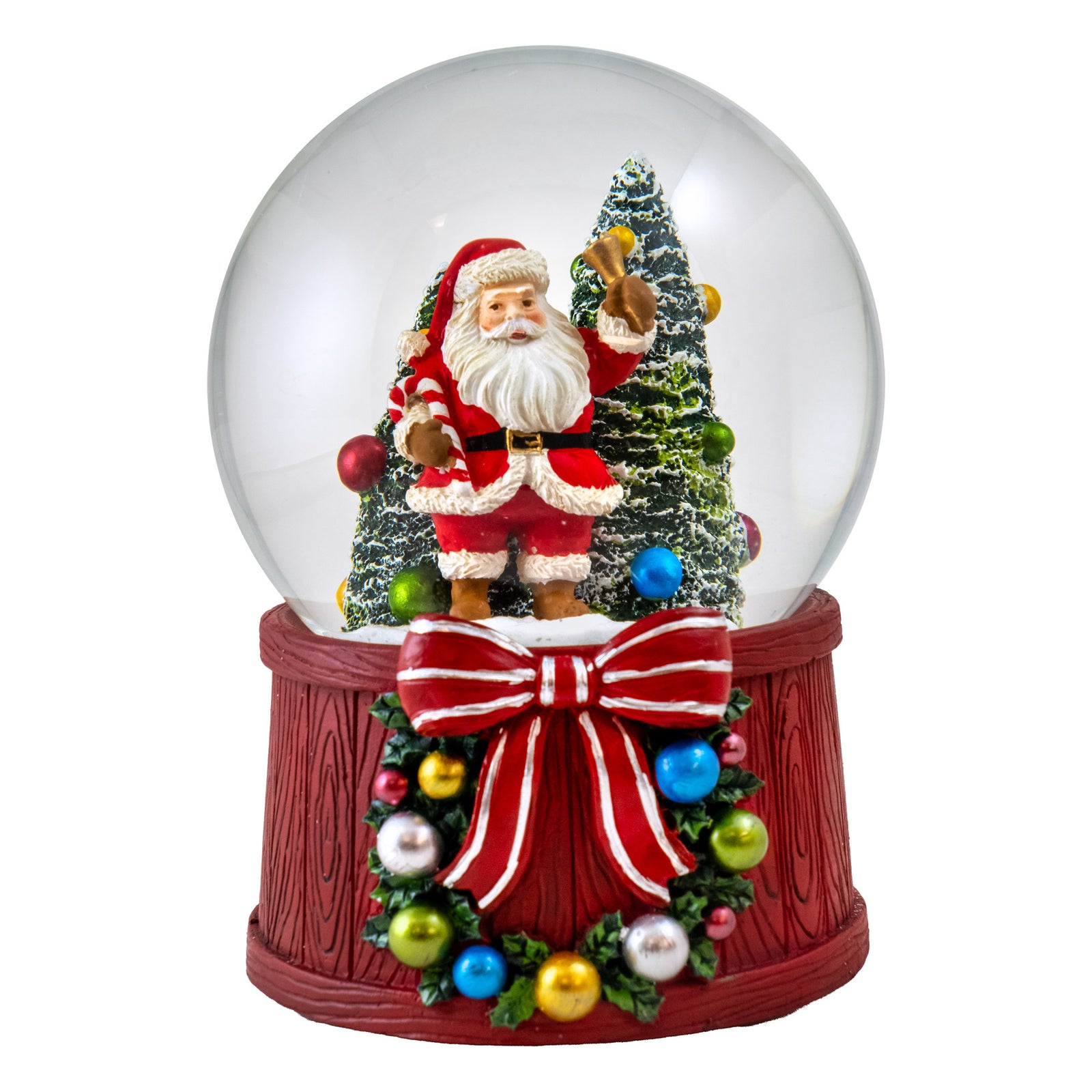 Jingle Bell Santa w/ Wreath Musical Snow Globe