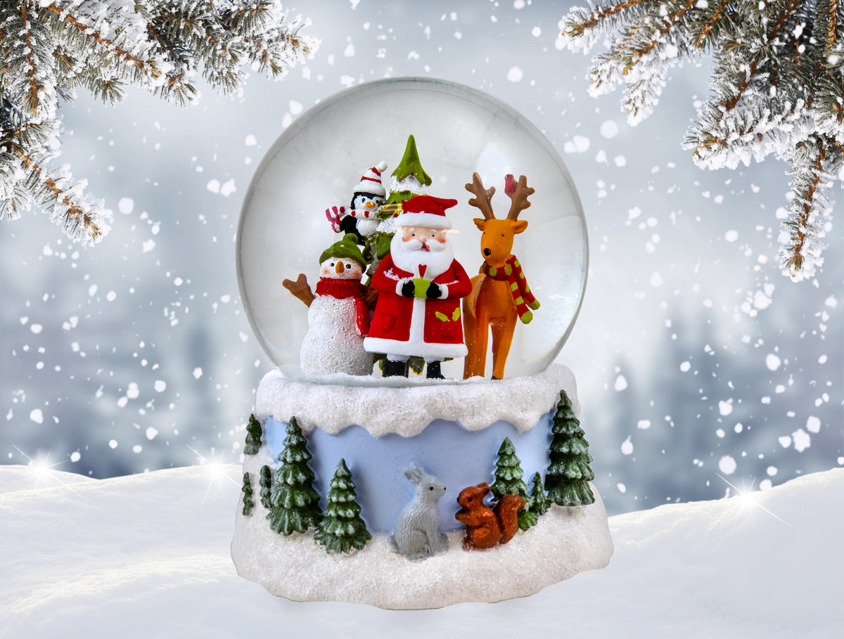 Santa's Cozy Crew Snow Globe