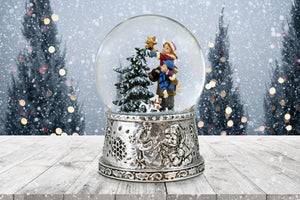 Children Placing Star on Tree Musical Snow Globe The San Francisco Music Box Company Collectible