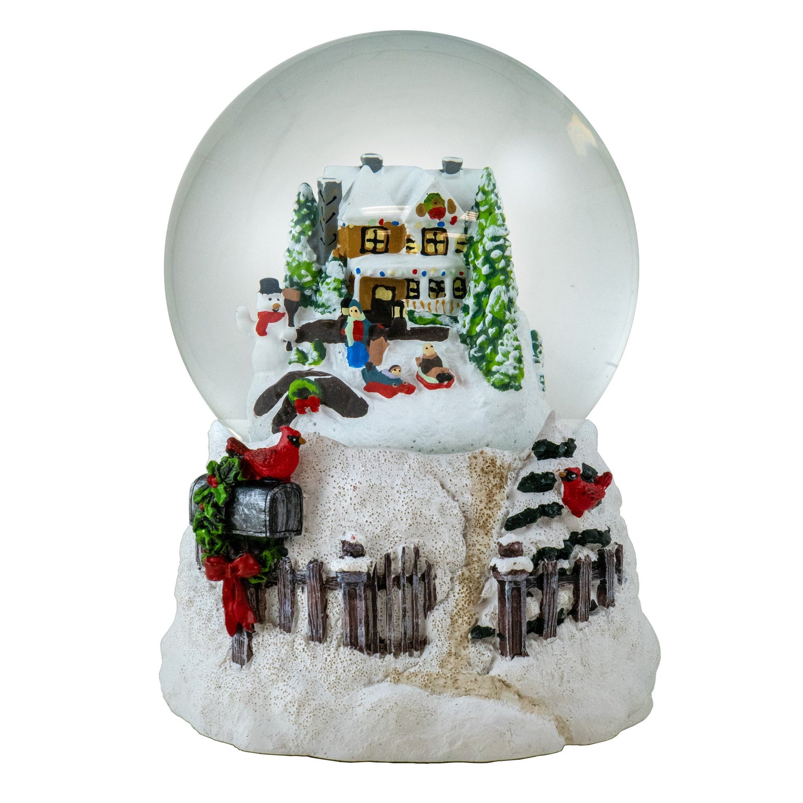 Holiday Sledding Snow Scene Snow Globe San Francisco Music Box Company Collectible 850060057229