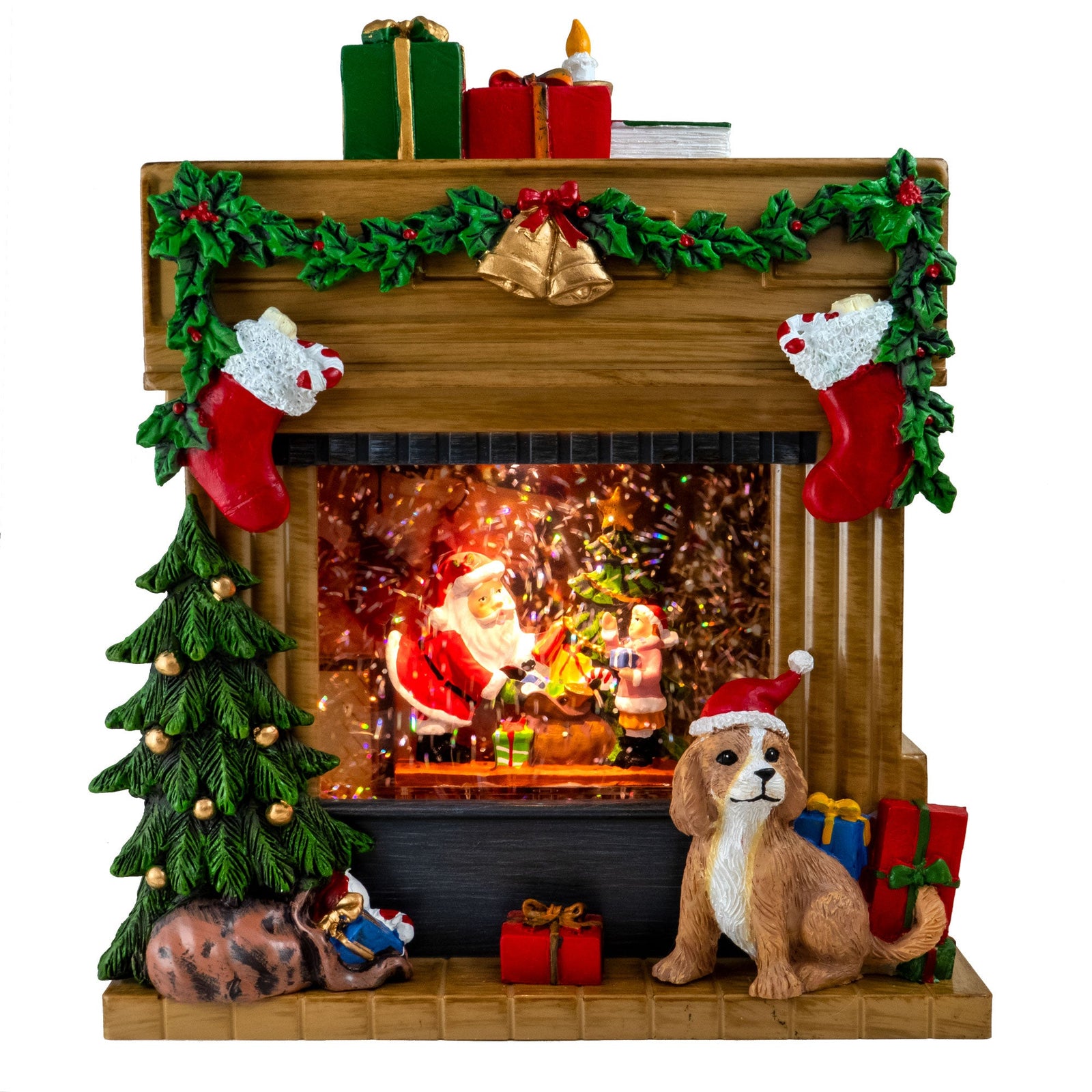Musical Lighted Santa Fireplace Christmas Scene The San Francisco Music Box Company Collectible