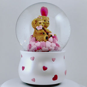 120MM Hearted Bears Musical Water Globe