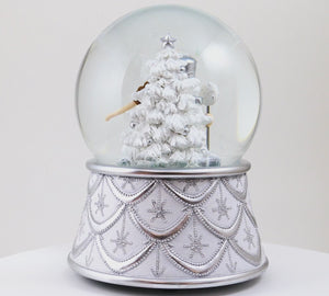 100MM Silver & White Musical Nutcracker Snow Globe