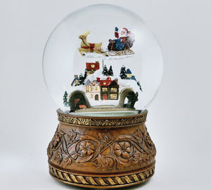 Flying Santa Sleigh Musical Snow Globe