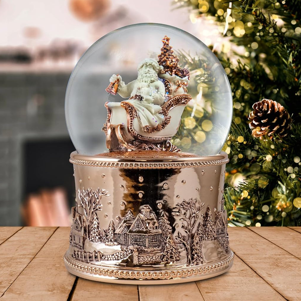 Santa in Sled Revolving Musical Snow Globe with Blower The San Francisco Music Box Company Collectible