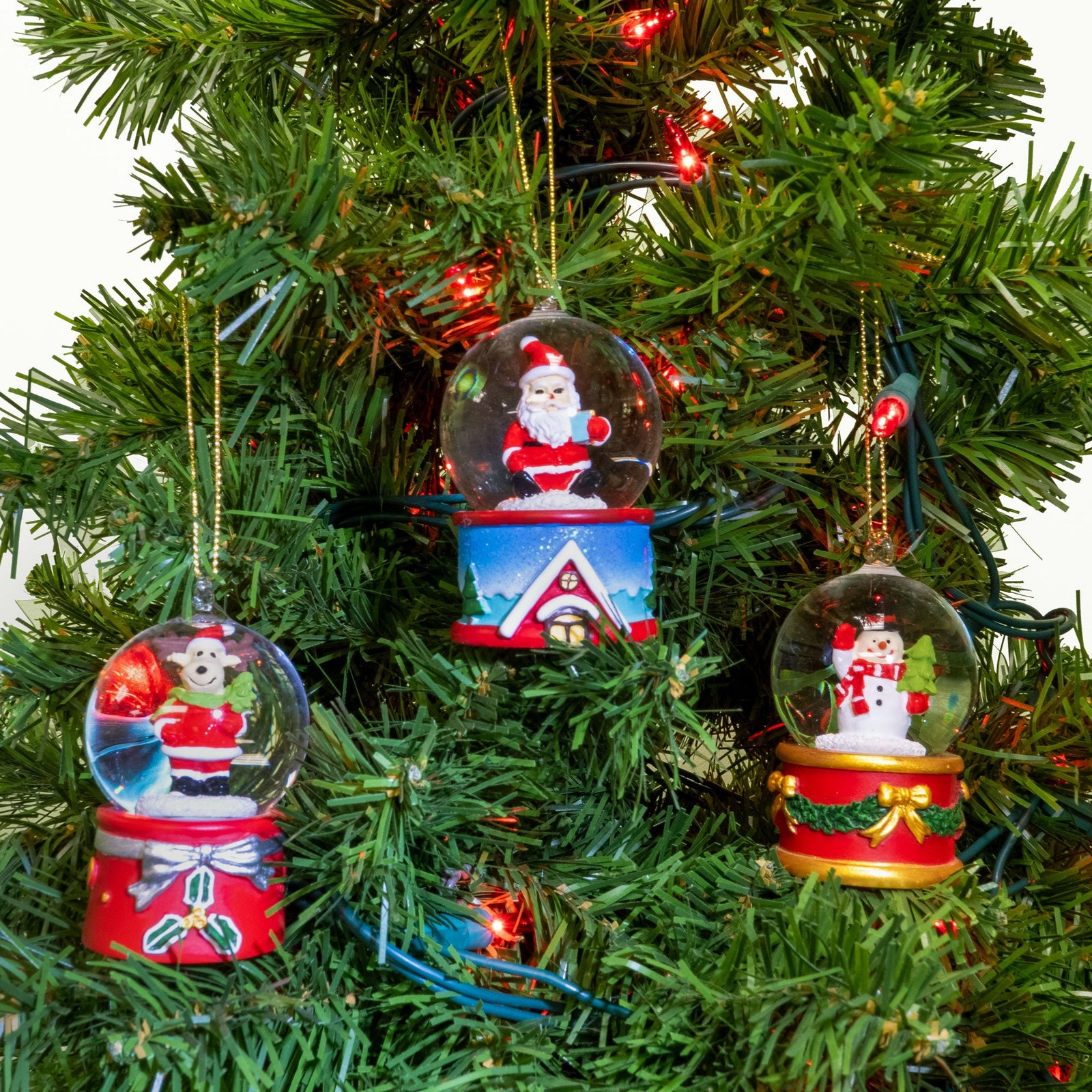 Set of 3 Christmas 45mm Musical Snowglobe Ornaments The San Francisco Music Box Company Collectible