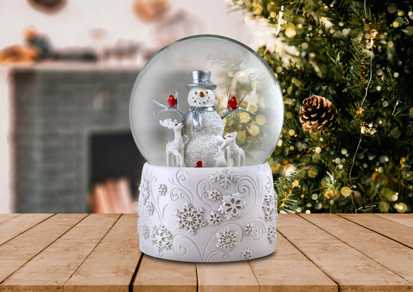 Snowman with Cardinals and Friends Snow Globe - San Francisco