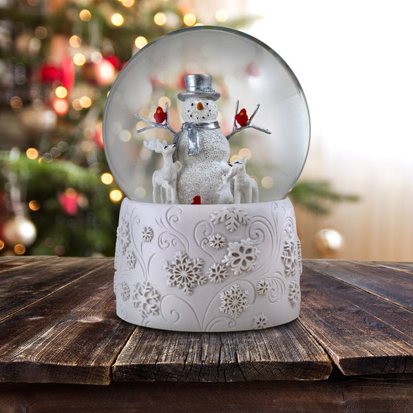 Snowman with Cardinals and Friends Snow Globe - San Francisco