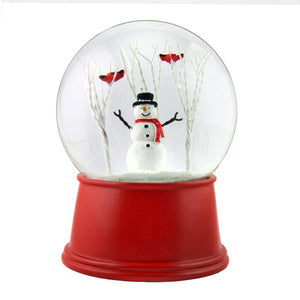 Snowman with Cardinals on a Tree Snow Globe