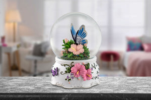 100 MM Butterfly with Flowers Water Globe San Francisco Music Box Company Collectible 683332664753