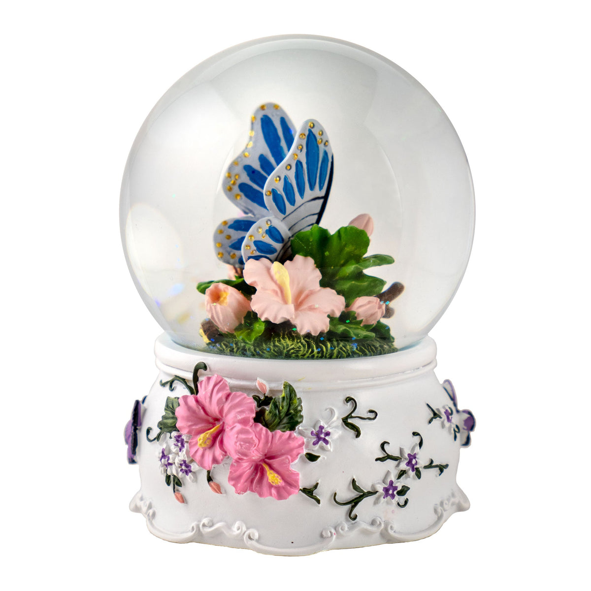 100 MM Butterfly with Flowers Water Globe San Francisco Music Box Company Collectible 683332664753