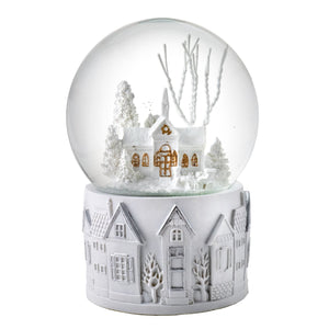 100MM White Christmas Scene Snow Globe San Francisco Music Box Company Collectible