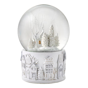 100MM White Christmas Scene Snow Globe San Francisco Music Box Company Collectible