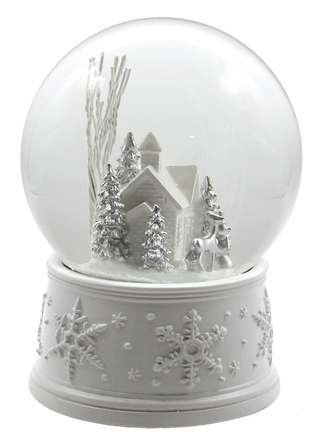 100MM White Christmas Snow Globe San Francisco Music Box Company Collectible