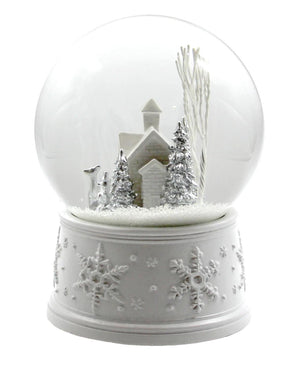 100MM White Christmas Snow Globe San Francisco Music Box Company Collectible