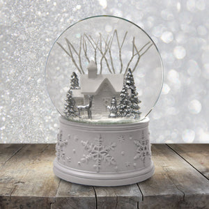 100MM White Christmas Snow Globe San Francisco Music Box Company Collectible