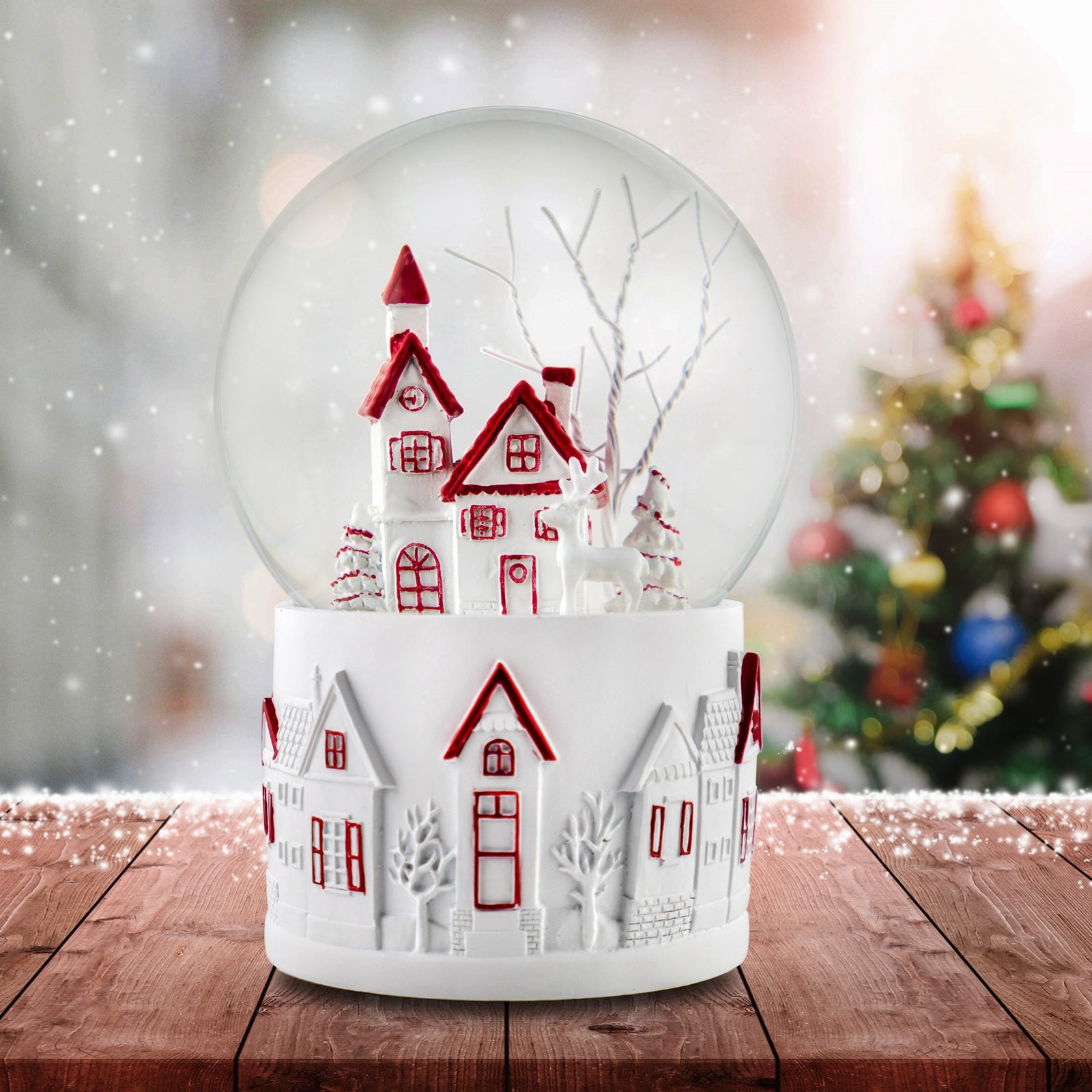 120 MM Christmas Village Musical Snow Globe