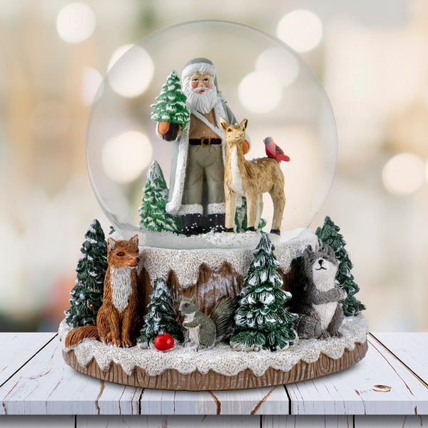 シーグラスアート『 Christmas snow globe.。.:*☆』 Glass snow globe with Santa Claus and sleigh 20x15x15 cm