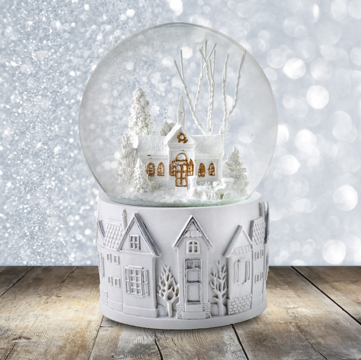 100MM White Christmas Scene Snow Globe