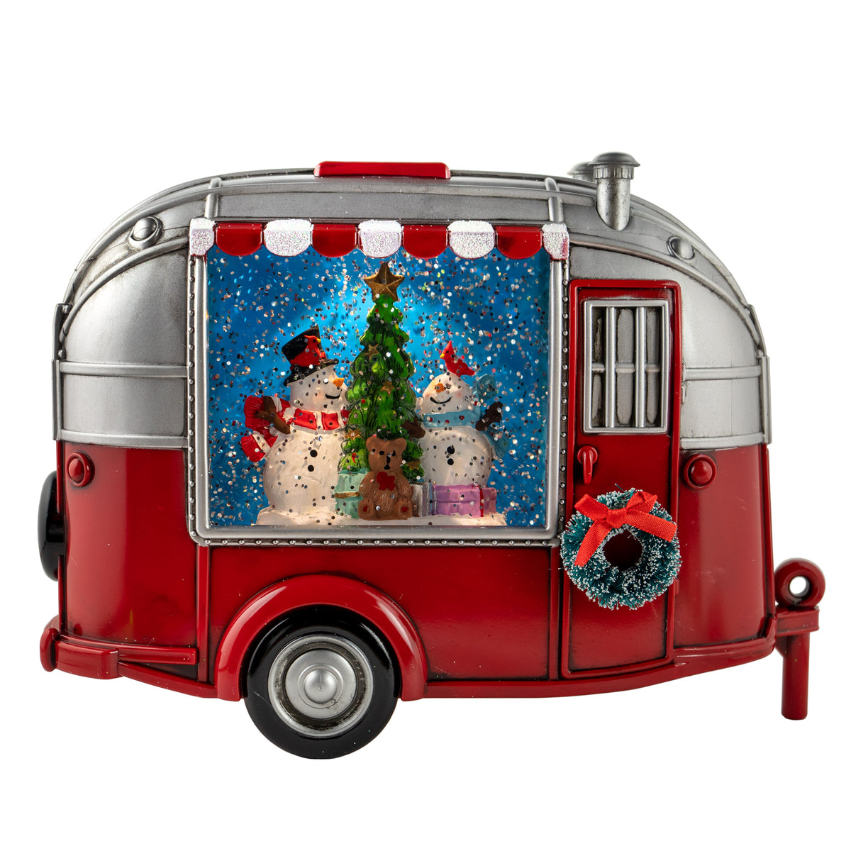 Musical Snowman in a Camper Decoration