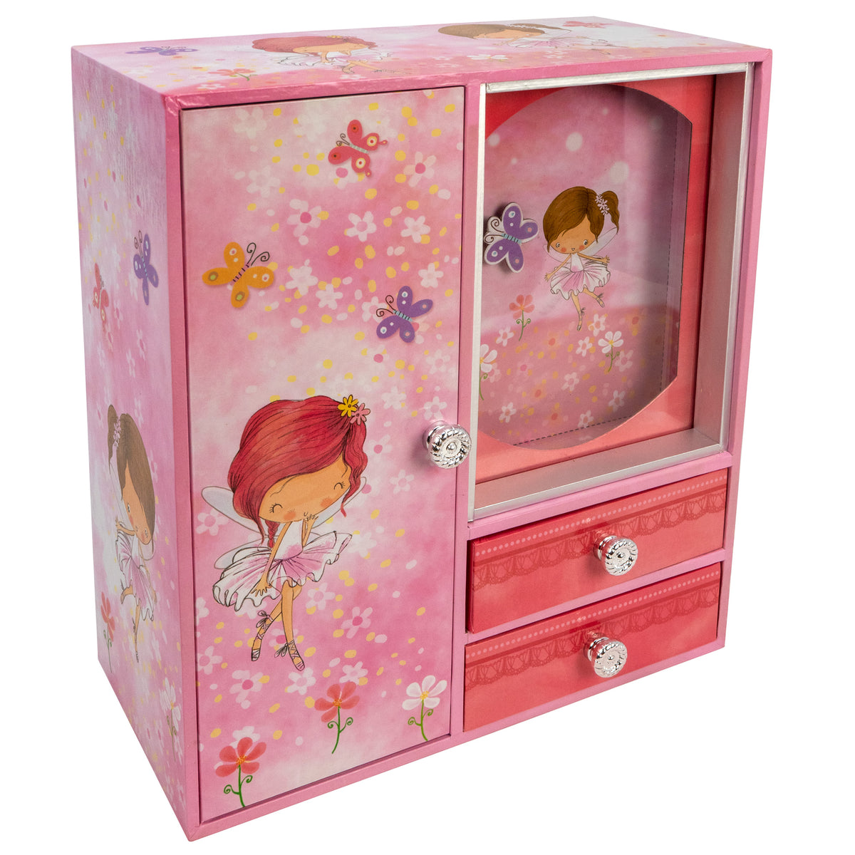 Pink Butterfly Fairy Deluxe Musical Standing Jewelry Box