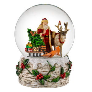 120MM Musical Santa w/ Reindeer Snow Globe