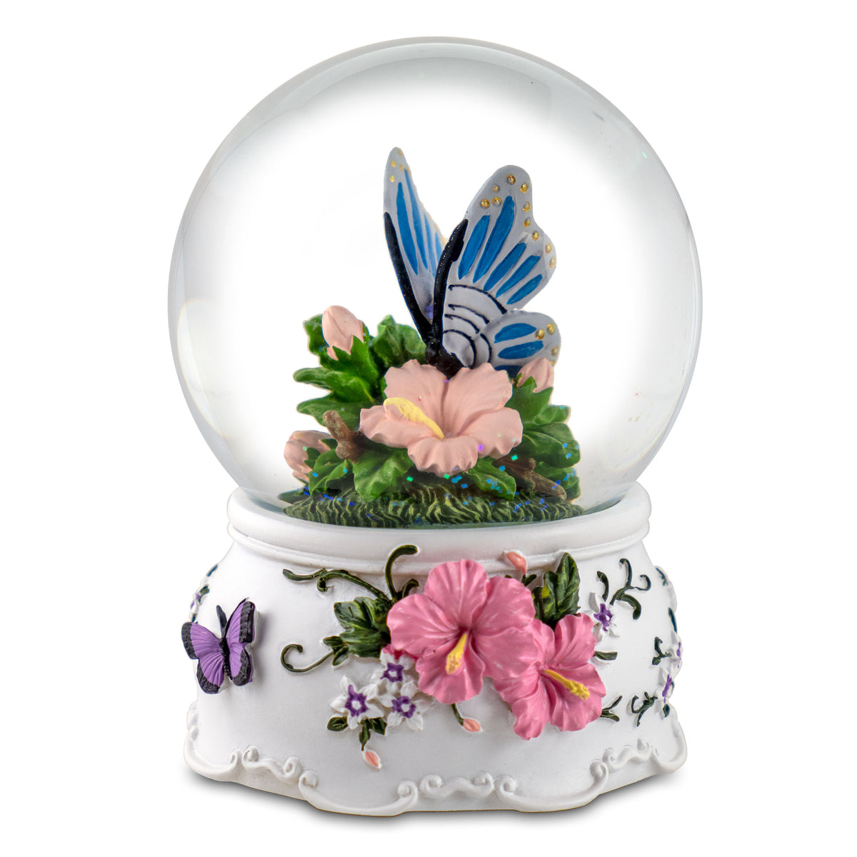 100 MM Butterfly With Flowers Water Globe San Francisco Music Box Company 100-mm-butterfly-with-flowers-water-globe-san-francisco-music-box-company
