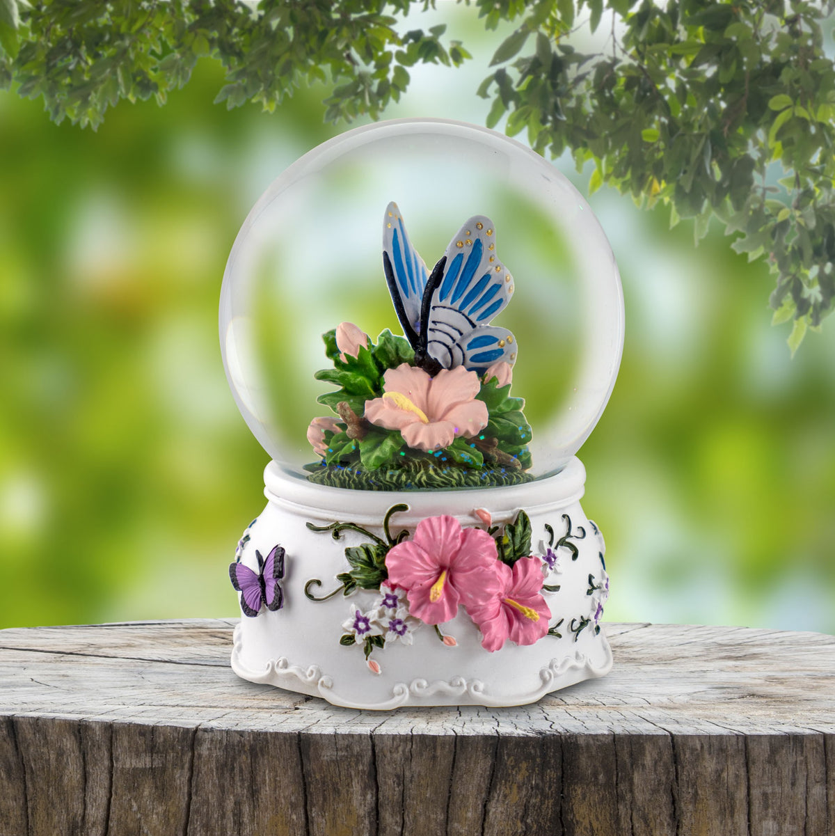 100 MM Butterfly with Flowers Water Globe