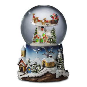 Santa Flying over Village 120mm SnowGlobe