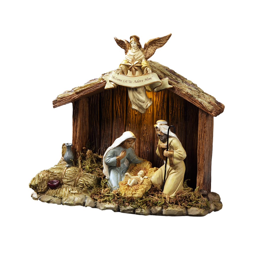 Figurine　Box　Nativity　Family　Music　Company　Stable　San　w/Holy　Francisco