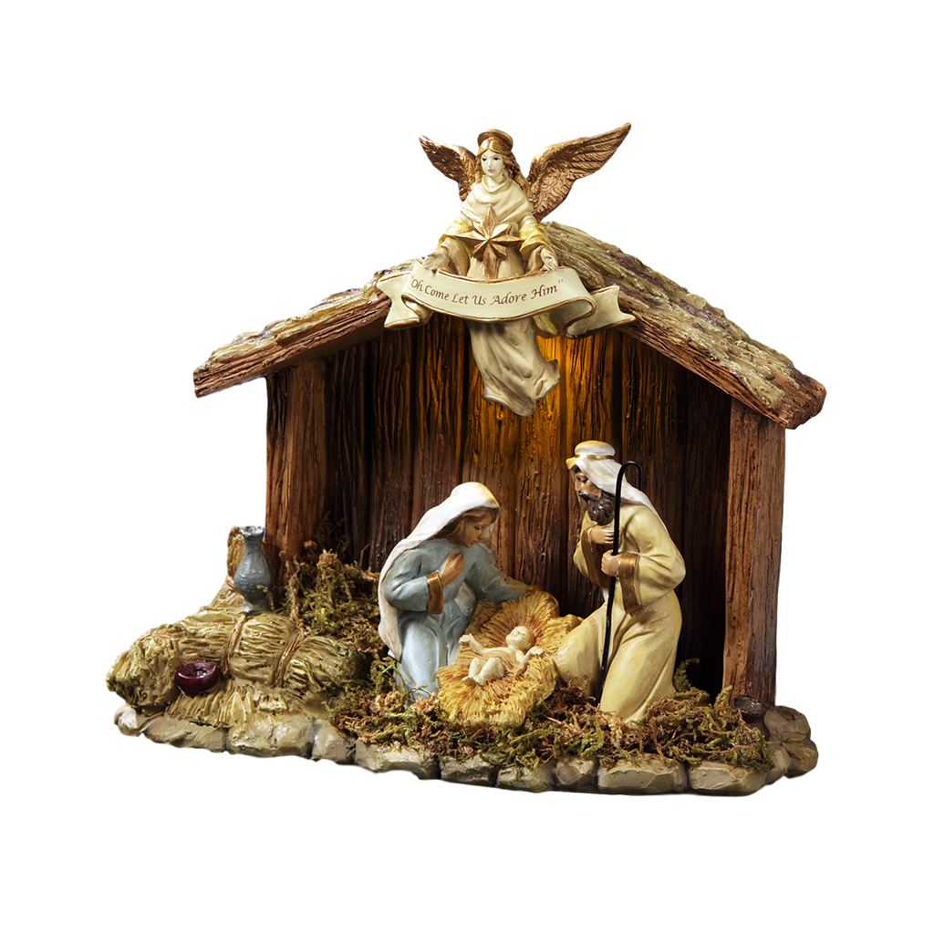 Nativity Stable w/Holy Family Figurine
