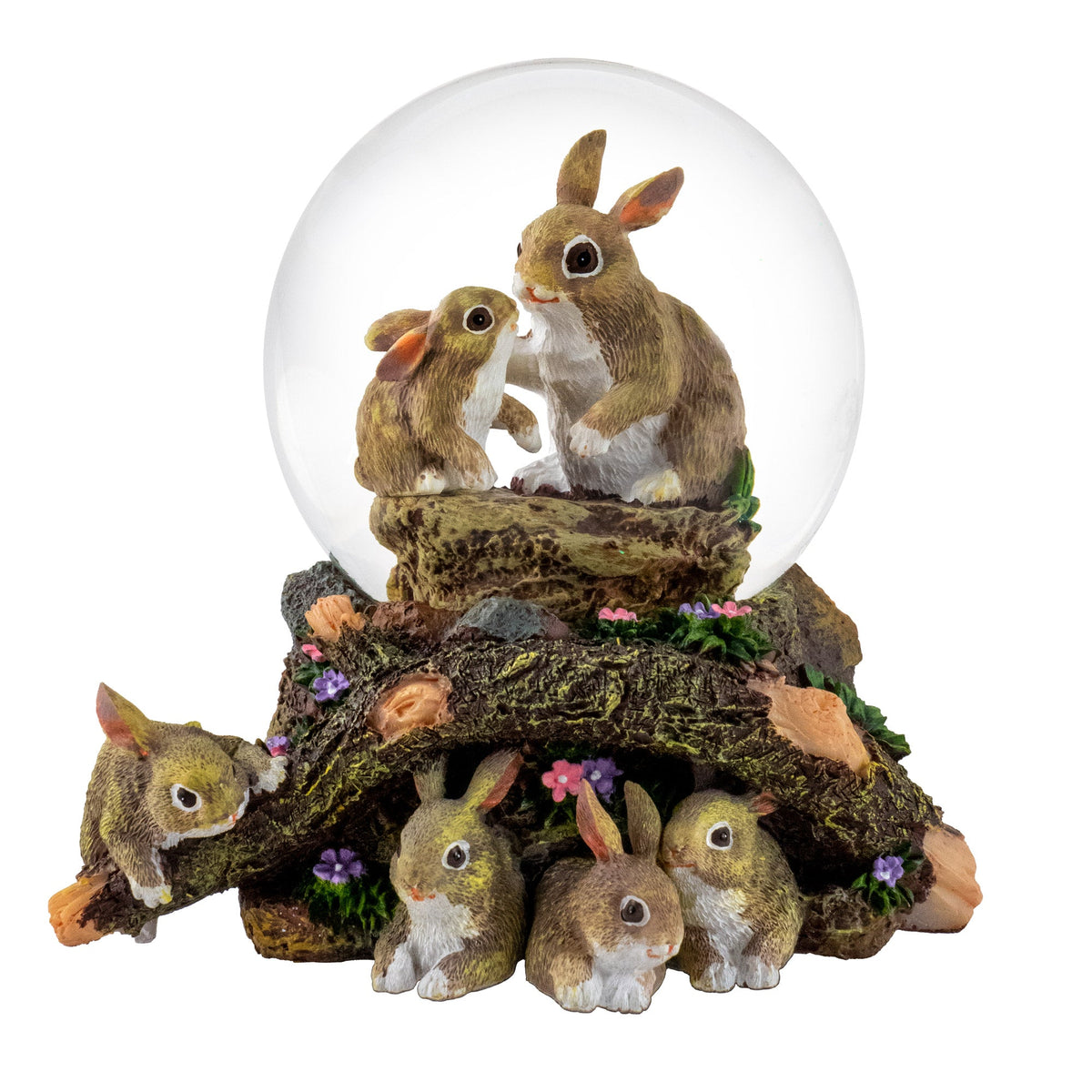 85 MM Bunny Family Playmates Water Globe San Francisco Music Box Company Collectible 683332664746