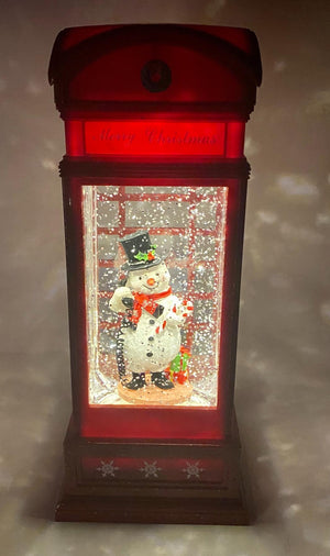 Musical Lighted Snowman in a Phone Booth